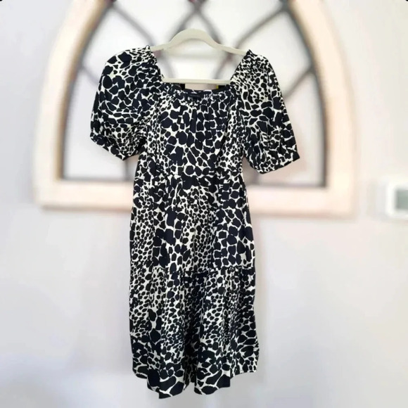 *NWT* Who What Wear Leopard Print Short Puff Sleeve Dress W/pockets Size Small - Picture 5 of 10